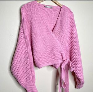 Pink Wrap Sweater