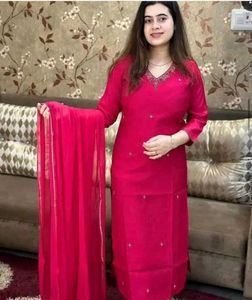 Pink Embroidered Kurta Set