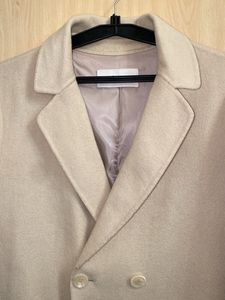 Beige Double Breasted Long Coat