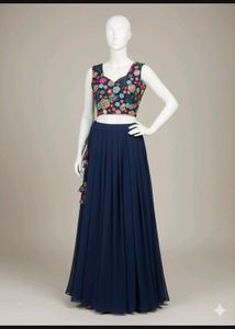 Navy Blue Lehenga Choli With Strap Duppata