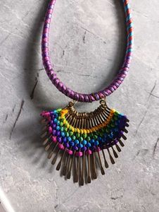 Rainbow Fringe Statement Necklace