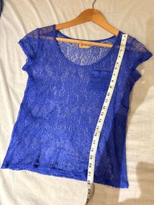 Royal Blue Lace Pocket Tee