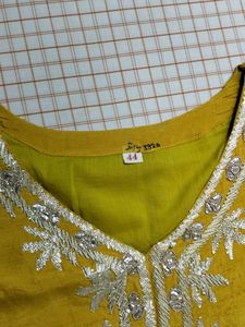 Embroidered Mustard Kurti
