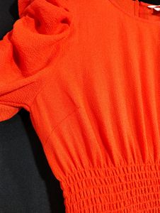 Dark Orange Round Neck Long Dress (Women)