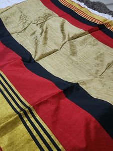 Golden Red Cotton Saree