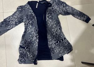 Blue top with cardigan