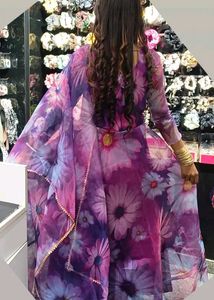 Organza Floral Printed Gown