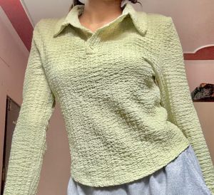 Sage Green Textured Crop Top