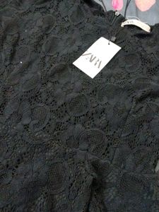 Zara Black Lace Peplum Top