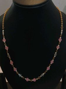 Pink Bead and Star Charm Necklace