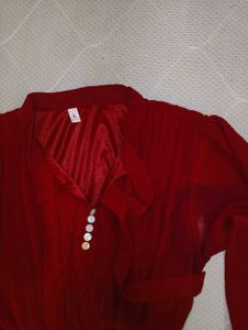 Red Bow Tie Blouse