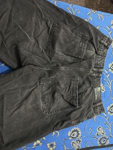Loose fit distressed denim pant