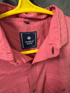 Purple White Salmon Button-Down Shirt
