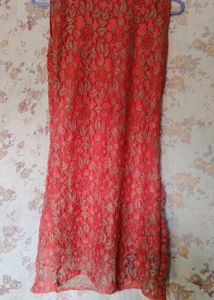 Embellished coral bodycon dress