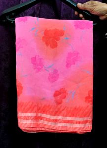 Hot Pink Georgette Saree