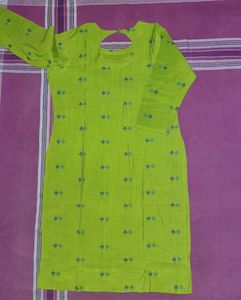 Parrot Green Embroidered Kurti
