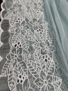 Light Blue chiffon Dupatta with Lace