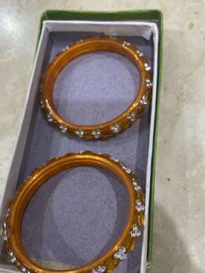 Orange Glass Kada Pair 2.25