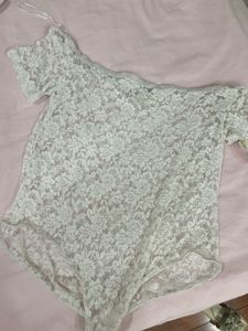 White Off shoulder bodysuit top