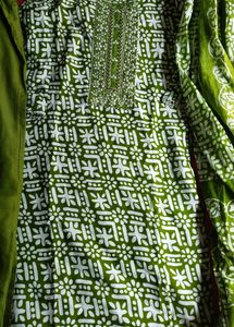 Women Cotton Kurti Pant Dupatta Set