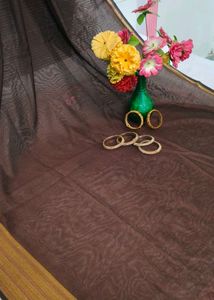 Elegant Coffee Brown Saree Zaree Patta