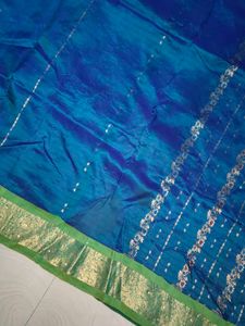 Blue &amp; Green Pure Kanchi Pattu Silk Saree