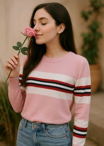 Striped Pink Crewneck Top