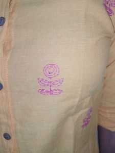 Yellow Embroidered Button-Down Kurti