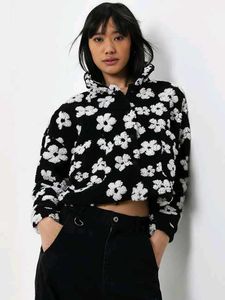 WESTSIDE Floral Print Faux Fur Jacket