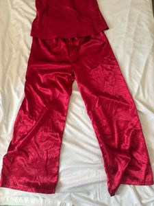 Deep Red Satin Cami &amp; Pants Set
