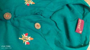 Embroidered Teal Tunic Top