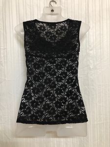 Cache  Black Sleeveless Lace Top