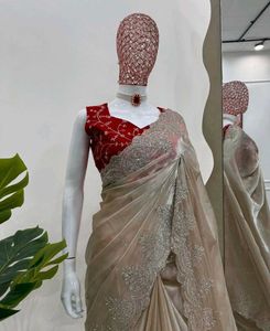 Brand New Sequins Soft Silk Saree (Unstitched BP)