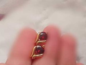 Gold plated Stud Earrings Combo- Red and Pink Ston