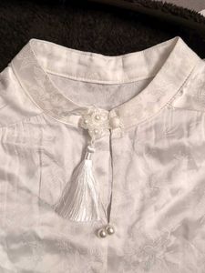 Mandarin Collar White Blouse