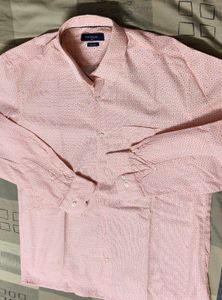 Peter England Men Peach Printed Cotton Mix Shirt