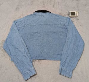 Y2K crossroads denim crop shirt