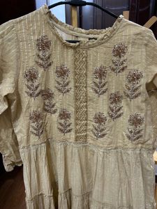 Beige/brown Tiered Ethnic Gown