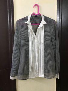 Espirit Blue Striped Top Bust 34
