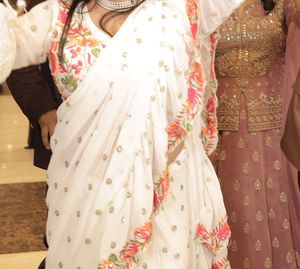 Elegant White Floral Saree