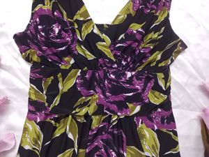 Black and Purple Floral Mini Dress/Long Top