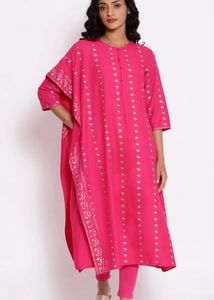 Elegant Pink Printed Kaftan Kurta