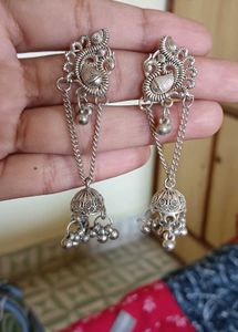 Silver Jhumka Earrings