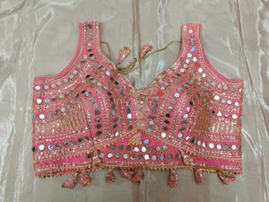 Rose Mirror And Sequins Work Blouse