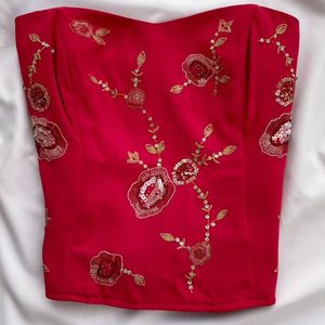 Pink Embroidered Corset