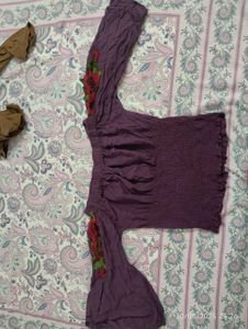 Purple Embroidered Top
