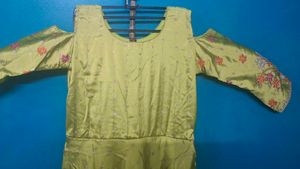 Lime Green Embroidered Maxi Dress