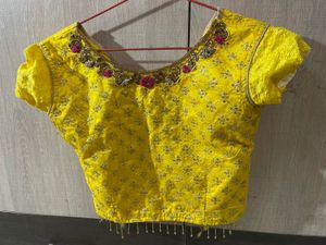 Yellow Embroidered Designer Blouse