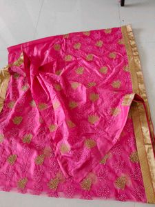 Pink Embellished Saree