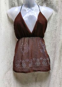 I. Brown Halter Top